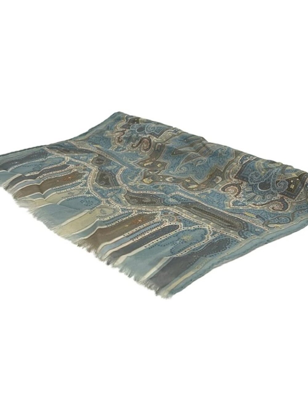 ETRO Light Blue Light gray Multi Silk Scarf